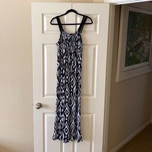 Apt. 9 Black/White Maxi Dress with Braided Straps NWT